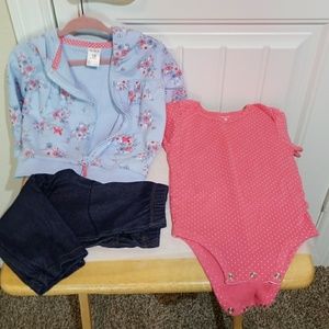 Carter's 3pc hooded sweatshirt outfit